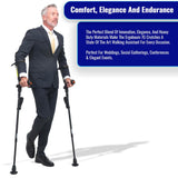 Ergobaum 7G Forearm Crutches for Adults (1 Pair-2 Units) — Ergonomic, Foldable with Shock Absorption, LED Light & Knee Rest | Adjustable 5'–6'6", Supports 360 lbs | Medical Aluminum (Blue)
