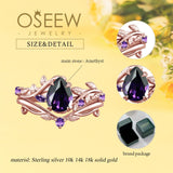 Oseew Amethyst rings for women sterling silver Amethyst engagement ring set Anniversary