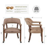 Set of 4 Dining Chairs with Casters and Arms, Rolling Dining Chairs with Wheels for Elderly