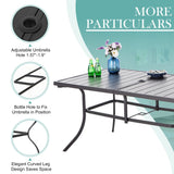 MFSTUDIO Outdoor Dining Set with 13 ft Umbrella for 6, Blue Chairs