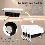 Modern Conference Table, 47.2'' Folding Conference Tables with Wheel, Flip Top Mobile Meeting Table