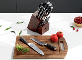 Livtek Knife Set with Block - Kitchen Knife Set German High-Carbon Stainless Steel with Built-in Sharpener - 15-Piece, Falcon Series.
