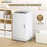 NEWBULIG 1.06 Cu.Ft. Portable Washing Machine, 7.7LBS Full-Automatic Laundry Washer with Stainless Steel Drum, 10 Wash Cycles & Auto-Balance, Compact Washer for Apartment RV Dorm Camping, White