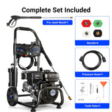 MUTAOMAY 3500 PSI Gas Pressure Washer, 2.3GPM Gas Powered Power Washer with 209cc OHV Engine, Soap Tank, 25FT Pressure Washer Hose,Pressure Gun & 4 Nozzles for Cars/Driveways/Homes/Patios