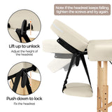 Yaheetech Massage Table Portable Lash Beds Spa Bed Massage Couch Foldable Spa Tables Adjustable 2 Fold with Non-Woven Bag 28 inch, Cream