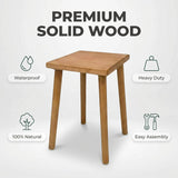 Pinyunxuan Solid Wood Square Stool, Wooden Shower Stool 30 * 30 * 43cm