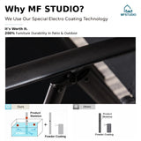 MFSTUDIO 9 Piece Outdoor Dining Set w/Metal Table & Folding Chairs, Black