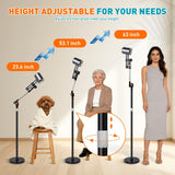 Hair Dryer Stand Hands Free, Hair Dryer Holder Stand with Rotary Lock Swing Arm, 23.6–63" Adjustable Height Hair Diffuser Stand, 360° Rotating with Heavy Base for Dyson Supersonic Bathroom, Vanity