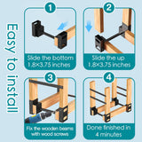 Eibikdi Firewood Rack Outdoor, Adjustable Length Wood Storage Brackets Kit, Log Stacking Stand Holder for Outdoor Indoor Fireplace, Wood Burning Fire Pits, Black, Set of 4