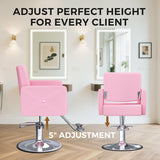 EITPETPORT Salon Chair for Hair Stylist with 350Lbs Heavy-Duty Hydraulic Pump, 360° Swivel Barber Chair, Adjustable Height Styling Chair for Beauty Salon, Tattoo, Spa, Elegant Pink