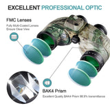 QUNSE 10X50 Marine Binoculars for Adults, Waterproof Binoculars with Rangefinder Compass,BAK4 Prism Navigation Birdwatching Hunting (Camouflage) QUNSE