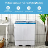 Giantex Washing Machine Semi-automatic, Twin Tub Washer with Spin Dryer, 26lbs Capacity, Built-in Drain Pump, Portable Laundry Washer, Compact Washing Machine for Apartment, Dorm and RV (White+Blue)