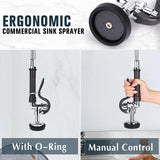 BZIMAK Commercial Faucet with Sprayer, 36 Inch Height Commercial Sink Faucet Wall Mount with 8" Adjustable Center and 12" Add-on Swing Spout & Pull Down Pre Rinse Sprayer
