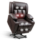 FLEXISPOT XL31 Power Lift Recliner Chair for Elderly, Electric Lift Chair with Massage & Heat, Faux Leather Reclining Sofa for Living Room Bedroom, Brown