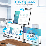MOUNTUP Triple Monitor Stand, Height Adjustable Monitor Desk Mount Fit for 17 to 32 Inch Computer Screens, Stacked Monitors Arm for 3 Monitors, with C-Clamp and Grommet Base, up to 17.6lbs per Arm