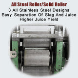 Commercial Manual Cane Juice Machine – 3-Roll Stainless Steel Juicer & Grinder, Countertop Sugar Cane Extractor for Fresh Juice, Sweet Sorghum & Molasses Production