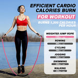 Jump Rope, Weighted Jump Rope for Women, 1.5LB Adult Skipping Rope for Fitness, Home Gym Workout Equipment, Heavy Exercise Jumpropes for Weight Loss, Shape body, Strength Training, Total Body Workout KUZARO