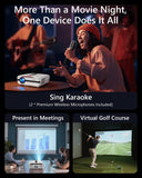 Daylight 4K Smart Projector with Fast TV OS & Home Karaoke: High 2400ANSI, 3-Brightness, HDR10, Auto Focus, Auto-Retract Lens&Cover, Wireless Mics for Home Cinema Outdoor Movie Game Golf Simulation