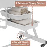 LOUVIXA Tattoo Chair, Adjustable Facial Chair 73 Inch Salon Bed with Hydraulic Stool for Professional Massage Beauty Spa (White)