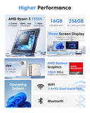 KAMRUI Pinova P2 Mini PC, AMD Ryzen 7330U(4 Cores, 8 Threads, Up to 4.3GHz), 16GB RAM 256GB SSD, Zen3 Architecture 7nm Processor, 8MB L3 Smart Cache Mini Computers,Triple 4K Display Home/Business