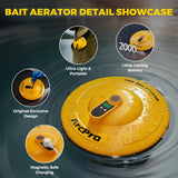Floating Aerator for Bubbler Bait Bucket, IPX7 Waterproof Rechargeable Minnow Live Bait Bucket Aerator with Magnetic Charging, Portable Aerator for Fish Hold