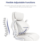 Nouhaus Ergonomic Office Chair Premium Leather Adjustable Lumbar Support & Armrests, High Back Comfy Desk Gaming Chairs Executive Computer Swivel Chair Tilt Function(Posture,White)
