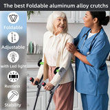 YOKABOZE Forearm Crutches for Adults Foldable Knee Patients Mobility aids for Childre and Seniors for with Leg Injury Adjustable Travel Lightweight Walking Stick (Black Pro)