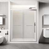 Brushed Nickel Shower partition, 48 * 72 inch Double-Sided Tempered Glass Door, Anti Fingerprint Finish, Ultra Quiet Sliding System, Vertical Shower Room Safety Explosion-Proof Glass
