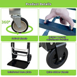3 in 1 Folding Hand Truck, 600Lbs Capacity, Heavy Duty Collapsible Cart with Retractable Handle and 4 Rubber Wheels