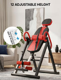 YOLEO Gravity Heavy Duty Inversion Table with Headrest & Adjustable Protective Belt Back Stretcher Machine for Pain Relief Therapy (Red02)