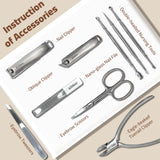 AILIFEER Manicure Kit, 9-in-1 Stainless Steel Professional large Nail Cutters and nail clippers Set, Includes Nail File, Cuticle Trimmer, with Portable Travel Case kit,Gifts For Women Men