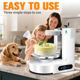 Cake Decorating Machine 4–12 Inch Electric Cake Icing & Frosting Smoother with Adjustable Speed, 60–320 RPM, Beveled Scraper, Dual Rotation, Low Noise 200W 110V Stainless Steel, 45LB Capacity
