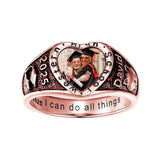 Oseew 2027 Custom Photo Graduation Ring for Women High School (Rose Gold)