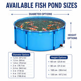 118 * 47.2 in Above Ground Pond - 0.9MM Thickened Round PVC Koi Fish Pond,Portable and Foldable Fishponds Suitable for Aquaculture and Agricultural Water Storage with Anti-Jump Net(2245 Gal)