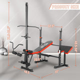 Foldable 1500LBS 8 IN 1 Weight Bench Set with Rack, Leg Extension