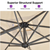 PURPLE LEAF Cantilever Umbrella 9' x 11.5' Rectangle 360° Rotation Beige