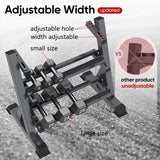 THERUN 1100lbs Adjustable 3 Tier Dumbbell Rack Stand, Hex dumbbells Hand Weights Rack Dumbbell Holder Home Gym Storage Organizer, Reverse Install Available (Rack Only) THERUN