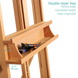 VISWIN Extended Large H-Frame Easel for Painting, Adjustable Beech Wood Artist Easel Stand with 4 Wheels & Storage Tray, Foldable Art Easel Floor for Adults, Hold Canvas up to 93" - N
