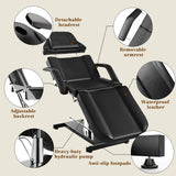 KIIUMI Facial Tattoo Chair for Client, Hydraulic Esthetician Lash Bed with Rolling Stool, 360° Swivel Adjustable Headrest Tattoo Artist Massage Table Beauty Salon Spa Equipment, Black
