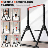 DOBESTS Power Tower Pull Up Bar Free Standing, Adjustable Foldable Pull Up Station, Home Gym Strength Training Equipment 700LBS(011, red)