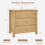 Insdq Large Oak Wood Nightstands Set of 2 with 3 Drawers, 27 Inches Tall Modern Mid Century Bedside Tables for King & Queen Beds, Sturdy Dresser Nightstands, Natural Grain