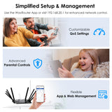 Band WiFi 6 Router, High Speed Gigabit Router for Wireless Internet, 8 High-Gain Antennas