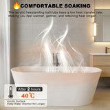 LOHCEH 67 Inch Free Standing Bathtub,Made of Pure Acrylic Material with 8 Layers of Reinforced Coating,Cupc Certified,Spacious Ergonomic Design,Modern Luxury Bathtub,White