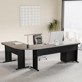 83" L-Shaped Executive Desk, Large Office Desk with Drawes, Industrial Corner Computer Table with File Cabinet