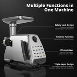 AIRMSEN Electric Meat Grinder & Tomato Sauce Press Maker with Strainer - Heavy Duty Food Mill Machine for Grinding Meat