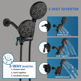 FROPO Black Shower Faucet Set with Tub Spout - Tub and Shower Faucet Combo| Dual 2 in 1 Shower System with Handheld Showerhead 3-way Water Diverter Shower Trim Kit(Pressure Balancing Valve Included)