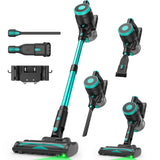Zefiro 350W Cordless Vacuum Cleaner,45Mins Runtime Vacuum Cleaners for Home, Anti-Tangle and 1.5L Dust Cup, 6 in 1 Lightweight Vacuum for Hardwood Floor Carpet Pet Hair