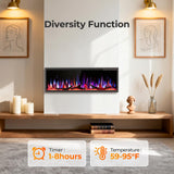 R.W.FLAME 50" Recessed and Wall Mounted Smart Electric Fireplace, Alexa/WiFi Enabled, APP Control with Multiple Sound Modes, Adjustable Flame Colors and Speed, Available with Log & Crystal Options