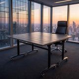 WXHYMXFDC Folding Conference Table with Wheels, Mobile Flip-Top Training Table, Modular Space-Saving Meeting Tables for Office, Classroom, Seminar, Classroom,Library,55in,12