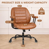 Office Chair with Quiet Rubber Wheels and Lumbar Support, Mid-Back Ergonomic Desk Chair with Removable Armrests